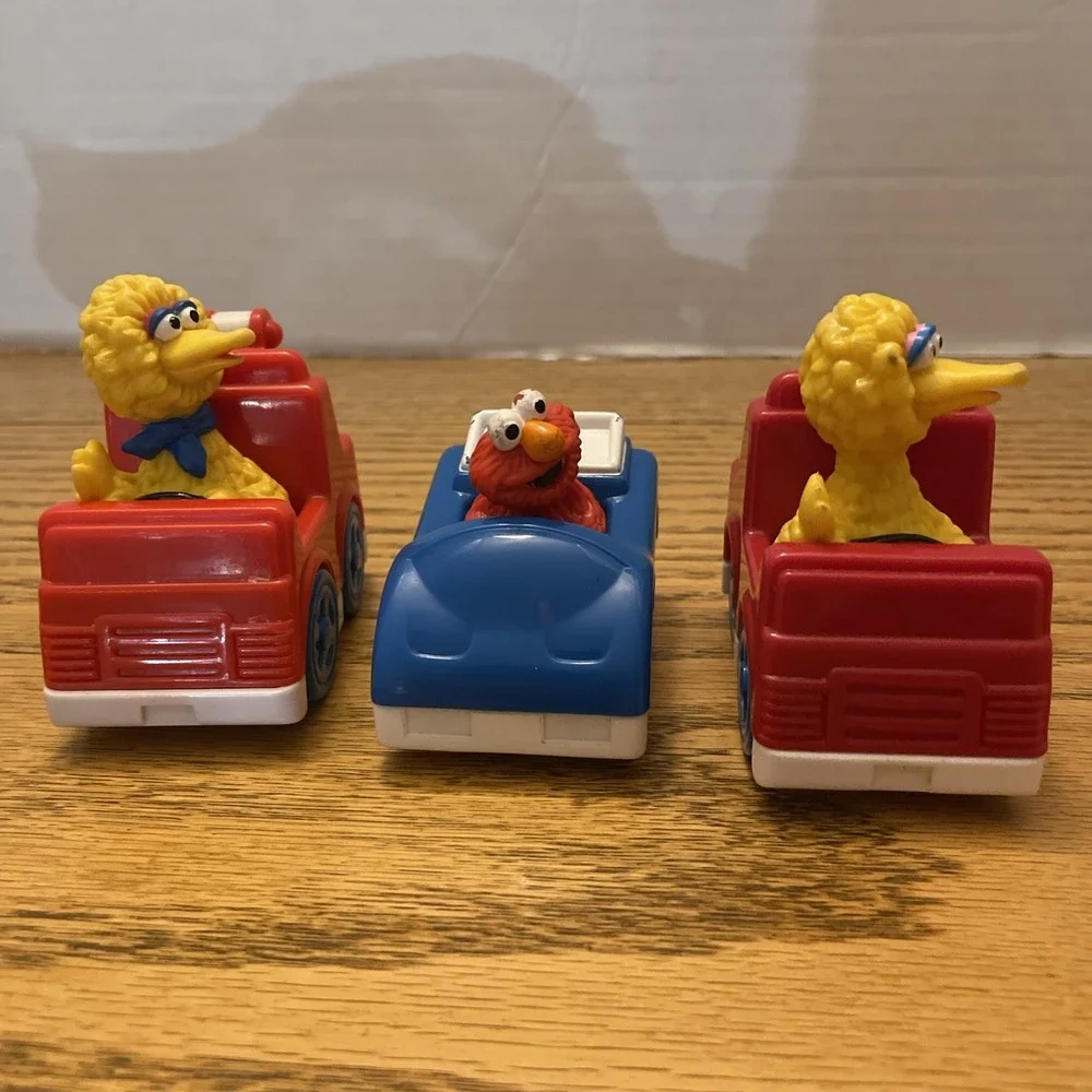 NEW! Mattel 2004 Sesame Street Cars Toys Big Bird Elmo Jim Henson Cake Toppers 3